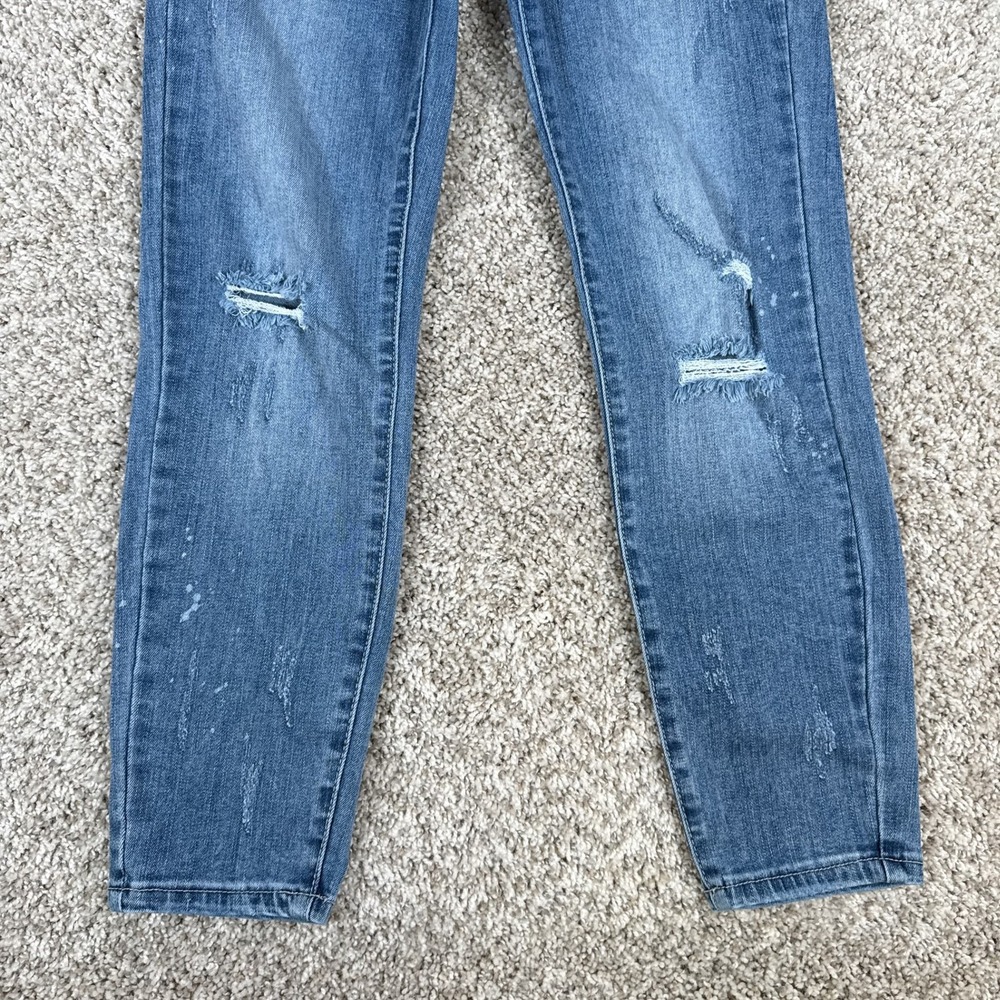 Judy Blue Jeans Womens 28 Relaxed Fit Distressed Ripped Knee Medium Blue Painted - Picture 4 of 13